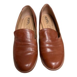 Earth Women Etedna Brown Leather Slip on Loafer Shoes 10W Neutral Preppy Classic